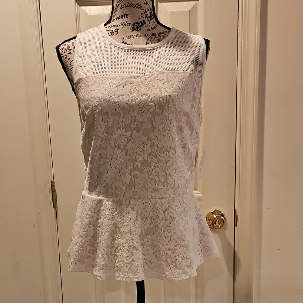 New York & Company Gray Peplum Sleeveless Blouse